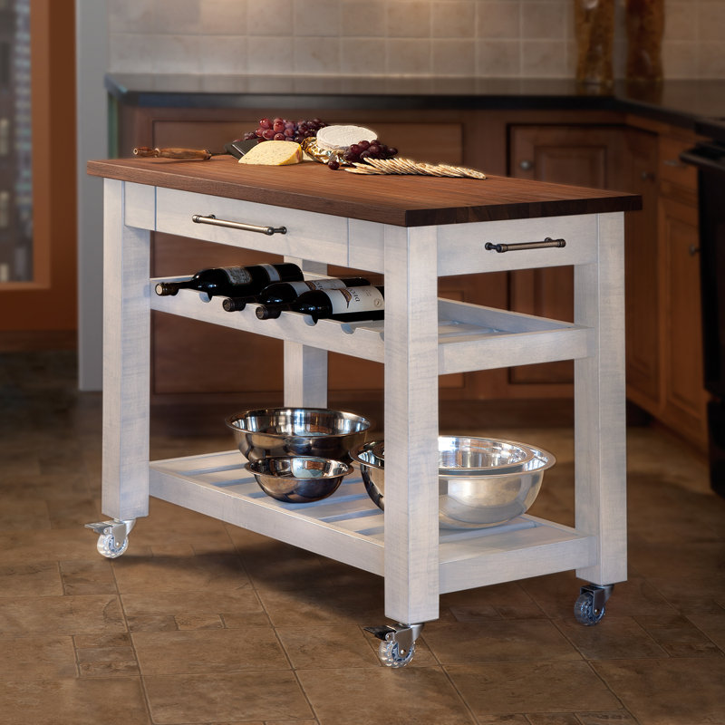Metro Mobile Kitchen Island with Solid Walnut Top & Reviews Birch Lane